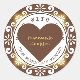 Adesivo Redondo Elegante Feito Com Cookies De Amor Da Cozinha De