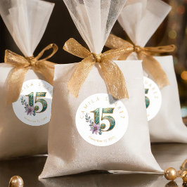 Adesivo Redondo Elegante Fiesta Quinceanera Número 15 ID1029