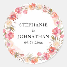 Adesivo Redondo Elegante Flor de Água-Marinha Rosa