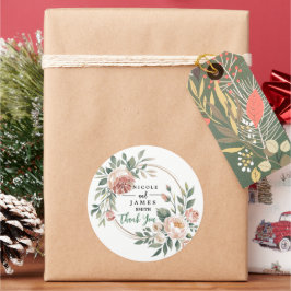 Adesivo Redondo Elegante Flor de Pêssego de Eucalipto