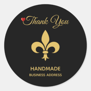 Adesivo Redondo Elegante flor personalizada e texto feito à mão em