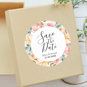 Adesivo Redondo Elegante Flor Silvestre Personalizado Casamento Sa