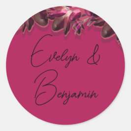 Adesivo Redondo Elegante Floral Burgundy