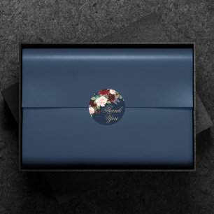 Adesivo Redondo Elegante Floral   Casamento Burgundy Marsala Wreat