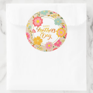 Adesivo Redondo Elegante Floral de Flores Silvestres em Aquarela p