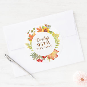 Adesivo Redondo Elegante Floral de Outono de 95 anos