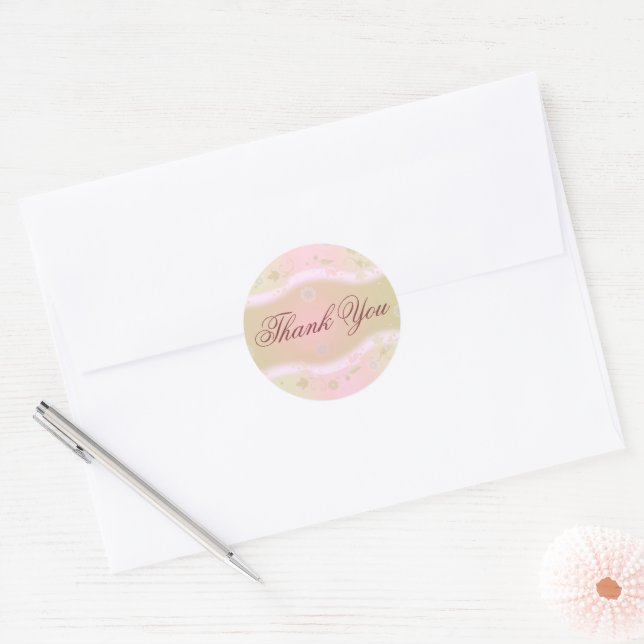 Adesivo Redondo Elegante Floral Design Round Obrigado Sticker P (Envelope)