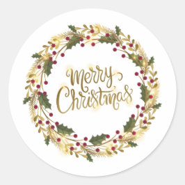Adesivo Redondo Elegante Floral Feliz Natal | Vedante