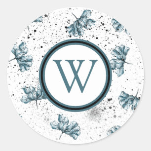 Adesivo Redondo Elegante Floral Grunge Monograma