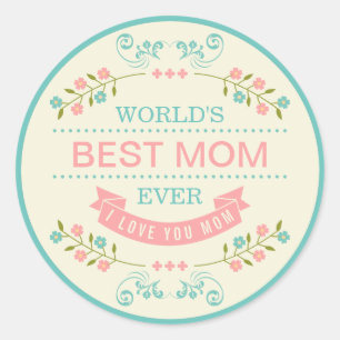Adesivo Redondo Elegante Floral - O melhor Dia de as mães da Mãe