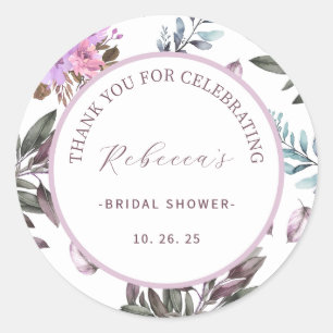 Adesivo Redondo Elegante Floral Obrigado Chá de panela