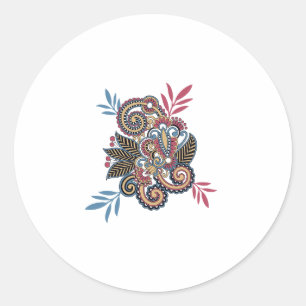 Adesivo Redondo Elegante Floral Paisley Design, Mandala design
