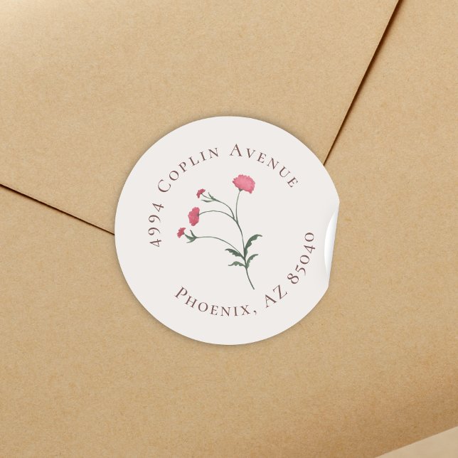 Adesivo Redondo Elegante Floral Pink e Chá de panela Verde (Criador carregado)