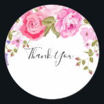 Adesivo Redondo Elegante Floral Rosa Agradecimento<br><div class="desc">Adesivo Redondo Clássico Agradecimento Floral Rosa Elegante. Adesivo Redondo Clássico Agradecimento Floral Rosa Elegante. Esses adesivos de agradecimento florais românticos e elegantes são perfeitos para casamentos e todas as ocasiões. O design floral é uma cascata de flores rosas. Deixe como está ou personalize os adesivos com seu(s) nome(s) ou iniciais...</div>