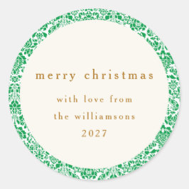 Adesivo Redondo Elegante Floral Verde Natal Feliz Personalizado