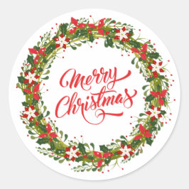 Adesivo Redondo Elegante Floral Wreath Christmas | Vedante
