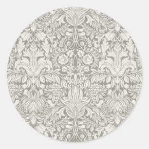 Adesivo Redondo elegante formal brocado de renda damasco branco