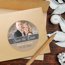 Adesivo Redondo Elegante Foto Save the Date Casamento