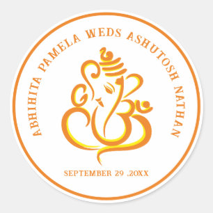 Adesivo Redondo Elegante Ganesha de Casamento Hindu