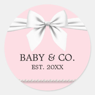 Adesivo Redondo Elegante Glam Rosa Baby & Co Tiffany Chá de Bebê