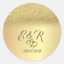 Elegante Glitter Bokeh Dourado, Corações Casamento