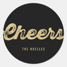 Adesivo Redondo Elegante Glitter Dourado Negrito Ano Novo Festa