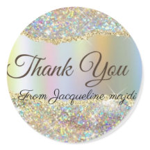 Elegante Glitter Holográfico Agata Obrigado Clássi