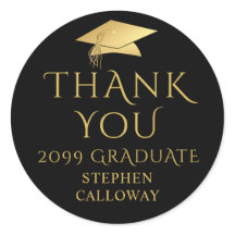 Elegante Graduação Obrigado Boina Preta Dourada