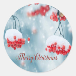Adesivo Redondo Elegante Holly Berries,Ramais,Feriado de Neve