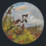 Adesivo Redondo Elegante Holly Christmas,<br><div class="desc">Elegante Holly Christmas,  azul sky Foto de Sandy Closs xmas Christmas holly,  berry,  "holly berry" "elegante natal" "flores de natal" "floral azul verde azul"</div>