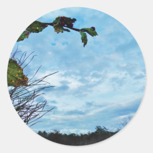 Adesivo Redondo Elegante Holly Christmas, céu azul