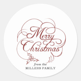 Adesivo Redondo Elegante Holly Felry Natal