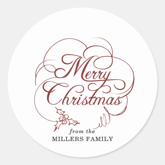 Adesivo Redondo Elegante Holly Felry Natal (Frente)