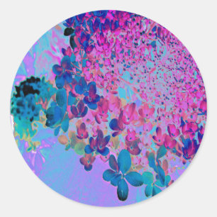 Adesivo Redondo Elegante Hortênsia Limelight Azul Escuro e Magenta