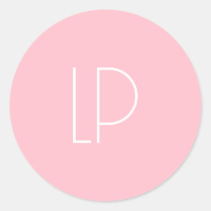 Adesivo Redondo Elegante inicial moderna minimalista em rosa paste