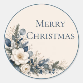 Adesivo Redondo Elegante Jardim Lunar de Natal Botânico
