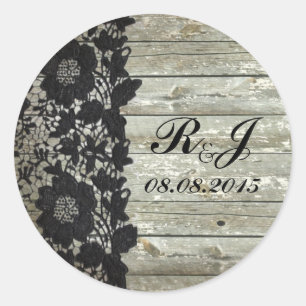 Adesivo Redondo Elegante lace country obrigado de casamento