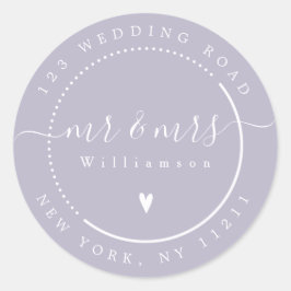 Adesivo Redondo Elegante Lavanda de Caligrafia Sr. e Sra. Endereço