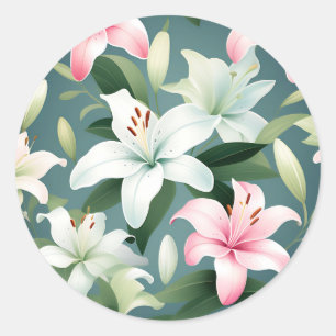 Adesivo Redondo Elegante Lily Pattern