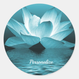 Adesivo Redondo Elegante Lotus Flower Ocean Zen Yoga Personalizado
