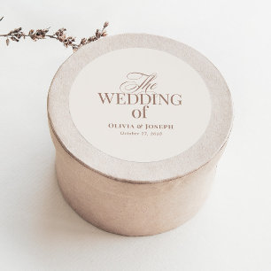 Adesivo Redondo Elegante Marfim e Taupe Casamento Neutro Luxuoso