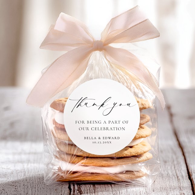 Adesivo Redondo Elegante Minimalista Obrigado Casamento (Criador carregado)