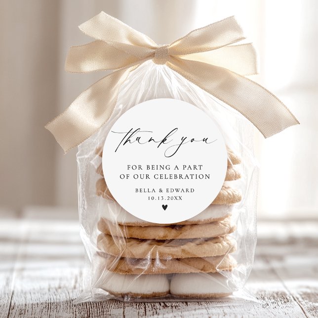 Adesivo Redondo Elegante Minimalista Obrigado Casamento (Criador carregado)