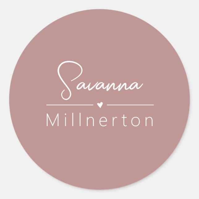 Adesivo Redondo Elegante Mínimo Moderno Neutro Monograma (Frente)