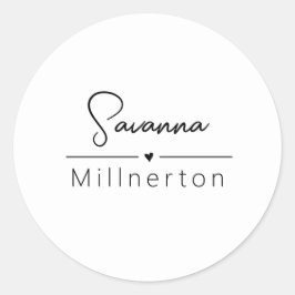 Adesivo Redondo Elegante Mínimo Moderno Neutro Monograma