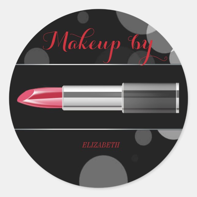 Adesivo Redondo Elegante Moder Girly,Artista Makeup,Red Lipstick (Frente)