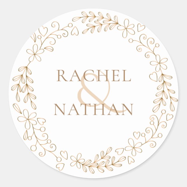 Adesivo Redondo Elegante Modern Floral Garland (Frente)