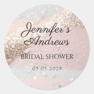 Adesivo Redondo Elegante, moderno, bridal shower com brilho