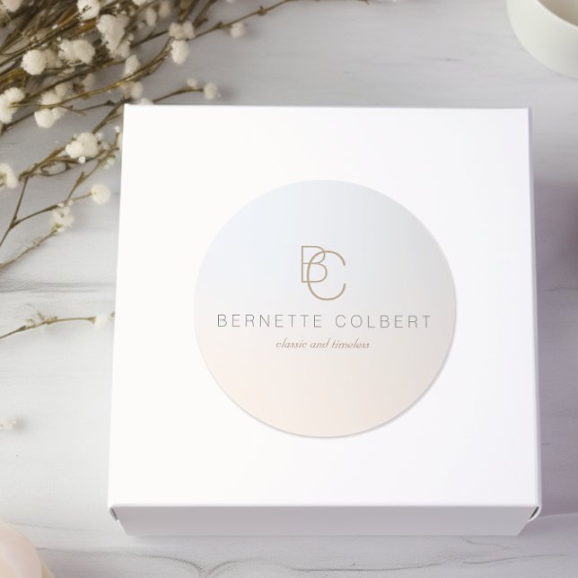 Adesivo Redondo Elegante Moderno Dois Monograma Inicial Profission (Criador carregado)