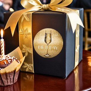 Adesivo Redondo Elegante Moderno Dourado Adulto, Partido Surpresa 